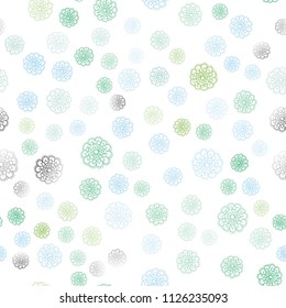 Light Blue, Green vector seamless doodle bright pattern. flowers on elegant natural pattern with gradient. Elegant pattern for a brand book.