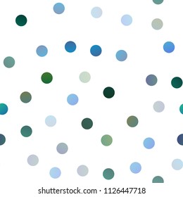 Light Blue, Green vector seamless texture with disks. Illustration with set of shining colorful abstract circles. Beautiful design for your business natural advert.