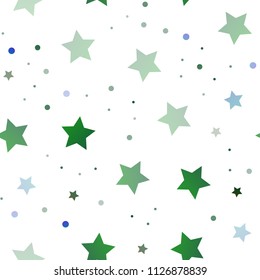 Light Blue, Green vector seamless texture with beautiful stars. Stars on blurred abstract background with gradient. The pattern can be used for websites.