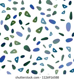 Light Blue, Green vector seamless cover in polygonal style with circles. Glitter abstract illustration with spheres, triangular lines. Pattern for commercials.
