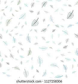 Light Blue, Green vector seamless  natural abstract background. Colorful illustration in doodle style with leaves. The best blurred design for your business.