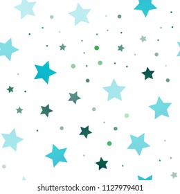 Light Blue, Green vector seamless template with sky stars. Decorative shining illustration with stars on abstract template. The pattern can be used for new year ad, booklets.