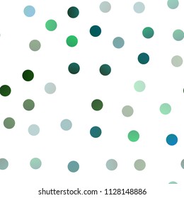 Light Blue, Green vector seamless texture with disks. Blurred bubbles on abstract background with colorful gradient. The pattern can be used for aqua ad, booklets.