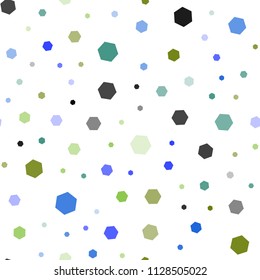 Light Blue, Green vector seamless texture with colorful hexagons. Glitter abstract illustration in hexagonal style. New design for website's poster, banner.