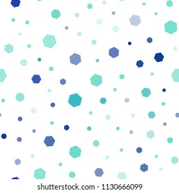 Light Blue, Green vector seamless template in hexagonal style. Illustration of colored hexagons on white surface. Pattern for ads, leaflets.
