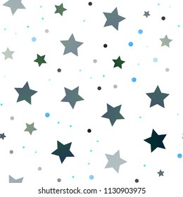 Light Blue, Green vector seamless background with colored stars. Glitter abstract illustration with colored stars. The pattern can be used for websites.