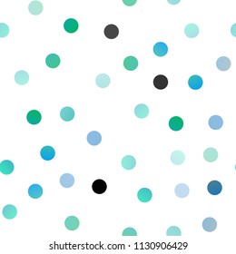 Light Blue, Green vector seamless texture with disks. Abstract illustration with colored bubbles in nature style. Completely new template for your brand book.