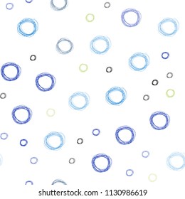 Light Blue, Green vector seamless template with circles. Blurred decorative design in abstract style with bubbles. Completely new template for your brand book.