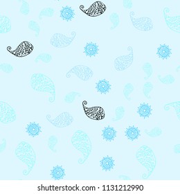 Light Blue, Green vector seamless abstract background with leaves and flowers. Modern abstract illustration with leaves and flowers. Pattern for wallpapers and coloring books.