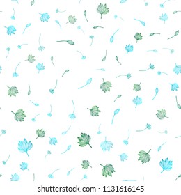 Light Blue, Green vector seamless doodle backdrop. An elegant bright illustration with leaves in Natural style. Brand new style for your business design.