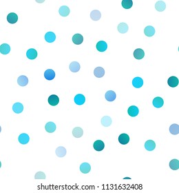 Light Blue, Green vector seamless pattern with spheres. Blurred decorative design in abstract style with bubbles. The pattern can be used for aqua ad, booklets.