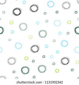 Light Blue, Green vector seamless template with circles. Blurred bubbles on abstract background with colorful gradient. Pattern can be used for beautiful websites.