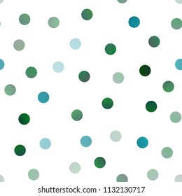 Light Blue, Green vector seamless layout with circle shapes. Glitter abstract illustration with blurred drops of rain. Pattern can be used as texture of water, rain drops.