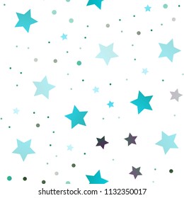 Light Blue, Green vector seamless background with colored stars. Blurred decorative design in simple style with stars. Best design for your ad, poster, banner.