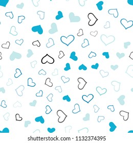 Light Blue, Green vector seamless layout with sweet hearts. Decorative shining illustration with hearts on abstract template. Pattern can be used for valentine's ad, booklets.