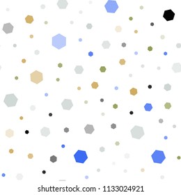 Light Blue, Green vector seamless cover with set of hexagons. Glitter abstract illustration in hexagonal style. Pattern for ads, leaflets.