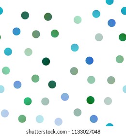 Light Blue, Green vector seamless texture with disks. Beautiful colored illustration with blurred circles in nature style. Completely new template for your brand book.