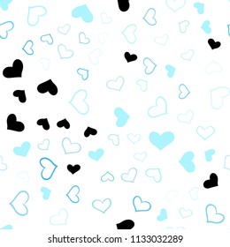 Light Blue, Green vector seamless layout with sweet hearts. Glitter abstract illustration with colorful hearts in romantic style. Pattern for marriage gifts, congratulations.