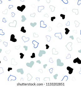 Light Blue, Green vector seamless pattern with colorful hearts. Illustration with hearts in love concept for valentine's day. Pattern for carnival, festival romantic leaflets.
