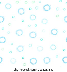 Light Blue, Green vector seamless cover with spots. Beautiful colored illustration with blurred circles in nature style. Pattern can be used for ads, leaflets.