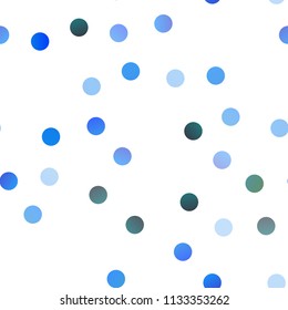 Light Blue, Green vector seamless texture with disks. Beautiful colored illustration with blurred circles in nature style. Beautiful design for your business natural advert.