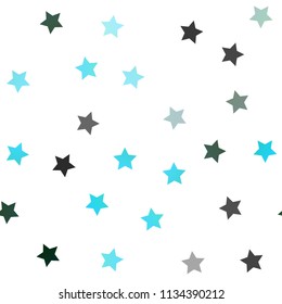 Light Blue, Green vector seamless layout with bright stars. Shining colored illustration with stars. The pattern can be used for wrapping gifts.