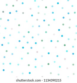 Light Blue, Green vector seamless texture with disks. Modern abstract illustration with colorful water drops. The pattern can be used for ads, leaflets of liquid.