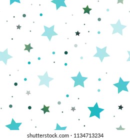 Light Blue, Green vector seamless texture with beautiful stars. Decorative shining illustration with stars on abstract template. The pattern can be used for websites.
