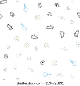 Light Blue, Green vector seamless cover with cuisine gourmet. Fast Food on blurred abstract background with colorful gradient. Design for ad, poster, banner of cafes or restaurants.