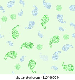 Light Blue, Green vector seamless elegant pattern with leaves and flowers. Modern abstract illustration with leaves and flowers. A new texture for your wallpaper design.