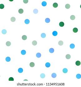 Light Blue, Green vector seamless layout with circle shapes. Blurred decorative design in abstract style with bubbles. Beautiful design for your business natural advert.