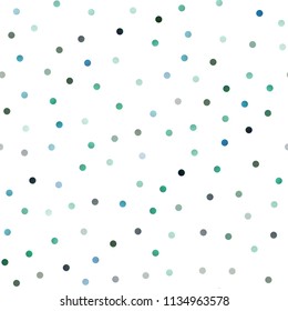 Light Blue, Green vector seamless pattern with spheres. Abstract illustration with colored bubbles in nature style. Pattern can be used as texture of water, rain drops.