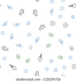 Light Blue, Green vector seamless cover with cuisine gourmet. Blurred decorative design of snacks in doodle style. Design for ad, poster, banner of cafes or restaurants.
