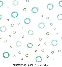 Light Blue, Green vector seamless layout with circle shapes. Blurred bubbles on abstract background with colorful gradient. Pattern can be used for futuristic ad, booklets.