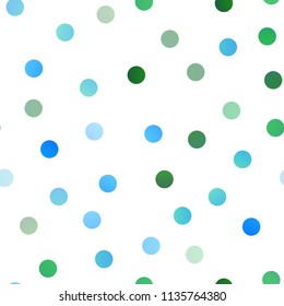 Light Blue, Green vector seamless texture with disks. Modern abstract illustration with colorful water drops. Beautiful design for your business natural advert.
