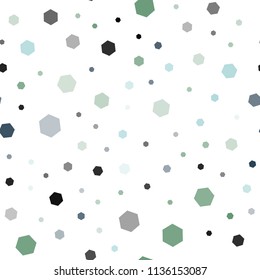 Light Blue, Green vector seamless cover with set of hexagons. Illustration with set of colorful hexagons. Pattern for texture of wallpapers.