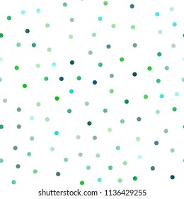 Light Blue, Green vector seamless background with dots. Illustration with set of shining colorful abstract circles. The pattern can be used for beautiful websites.