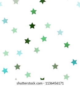 Light Blue, Green vector seamless template with sky stars. Blurred decorative design in simple style with stars. The template can be used as a background.
