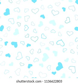 Light Blue, Green vector seamless pattern with colorful hearts. Decorative shining illustration with hearts on abstract template. Template for Valentine's greeting postcards.
