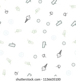 Light Blue, Green vector seamless cover with cuisine gourmet. Beautiful colored illustration with food in doodle style. Design for ad, poster, banner of cafes or restaurants.