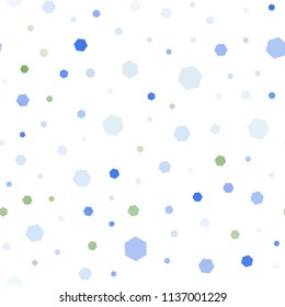 Light Blue, Green vector seamless background with hexagons. White background with colorful hexagons. Pattern for texture of wallpapers.