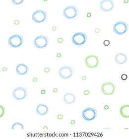 Light Blue, Green vector seamless background with bubbles. Abstract illustration with colored bubbles in nature style. Pattern can be used for futuristic ad, booklets.