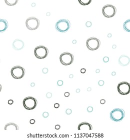 Light Blue, Green vector seamless layout with circle shapes. Beautiful colored illustration with blurred circles in nature style. Completely new template for your brand book.