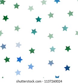 Light Blue, Green vector seamless layout with bright stars. Stars on blurred abstract background with gradient. The template can be used as a background.