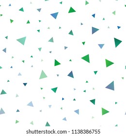 Light Blue, Green vector seamless background with triangles. Beautiful illustration with triangles in nature style. Best design for your ad, poster, banner.