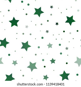 Light Blue, Green vector seamless template with sky stars. Decorative shining illustration with stars on abstract template. The pattern can be used for websites.