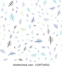 Light Blue, Green vector seamless  doodle bright template. Shining colored illustration with leaves in doodle style. Completely new template for your business design.