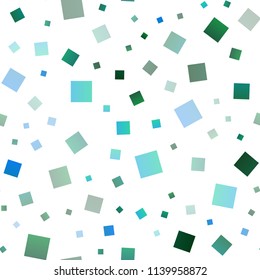 Light Blue, Green vector seamless pattern in square style. Glitter abstract illustration with rectangular shapes. The template can be used as a background.