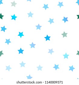 Light Blue, Green vector seamless background with colored stars. Modern geometrical abstract illustration with stars. The pattern can be used for wrapping gifts.