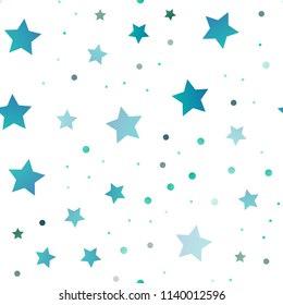 Light Blue, Green vector seamless cover with small and big stars. Glitter abstract illustration with colored stars. The pattern can be used for new year ad, booklets.